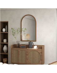 HOMCOM 110 x 65cm Wooden Arched Mirror - Natural Finish 830-861V80DR 2