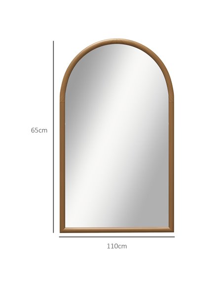 HOMCOM 110 x 65cm Wooden Arched Mirror - Natural Finish 830-861V80DR - pic 111052 | FastDaddyshop
