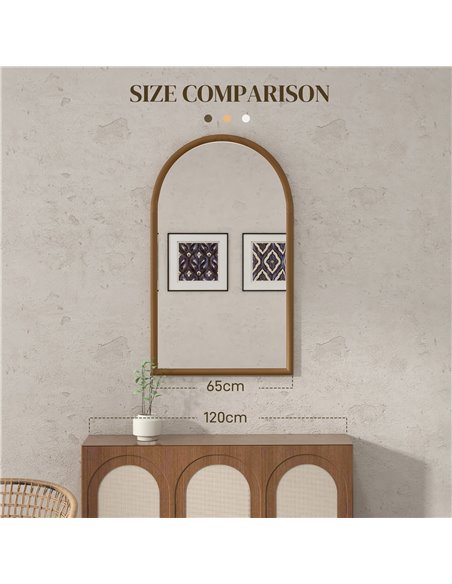 HOMCOM 110 x 65cm Wooden Arched Mirror - Natural Finish 830-861V80DR - pic 111055 | FastDaddyshop