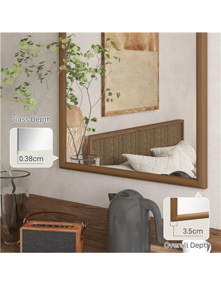 HOMCOM 110 x 65cm Wooden Arched Mirror - Natural Finish 830-861V80DR - pic 111056 | FastDaddyshop