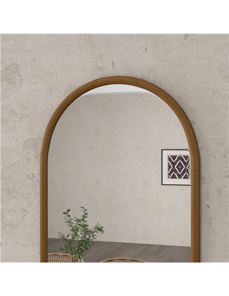 HOMCOM 110 x 65cm Wooden Arched Mirror - Natural Finish 830-861V80DR - pic 111057 | FastDaddyshop