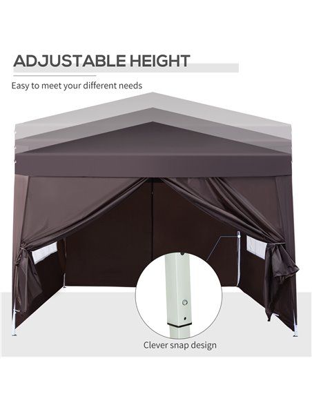 Outsunny 3 x 3 Meters Pop Up Water Resistant Gazebo Wedding Camping Party Tent Canopy Marquee - Coffee + Free Carry Bag + 2 wall - pic 11106 | FastDaddyshop