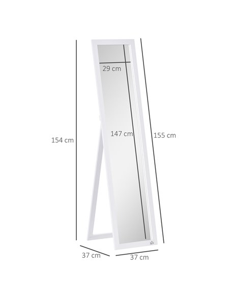HOMCOM Full Length Mirror for Bedroom, Free Standing Dressing Mirror, Wall Mirror for Living Room, 37 x 154 cm, White 831-389V80 - pic 111061 | FastDaddyshop