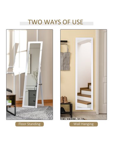 HOMCOM Full Length Mirror for Bedroom, Free Standing Dressing Mirror, Wall Mirror for Living Room, 37 x 154 cm, White 831-389V80
