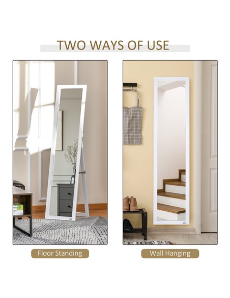 HOMCOM Full Length Mirror for Bedroom, Free Standing Dressing Mirror, Wall Mirror for Living Room, 37 x 154 cm, White 831-389V80 - pic 111063 | FastDaddyshop