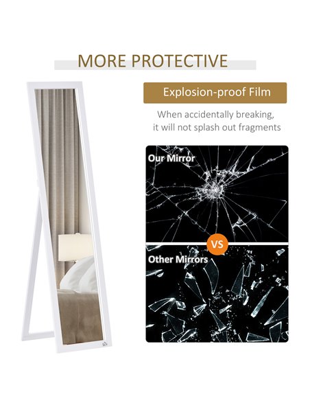 HOMCOM Full Length Mirror for Bedroom, Free Standing Dressing Mirror, Wall Mirror for Living Room, 37 x 154 cm, White 831-389V80 - pic 111064 | FastDaddyshop