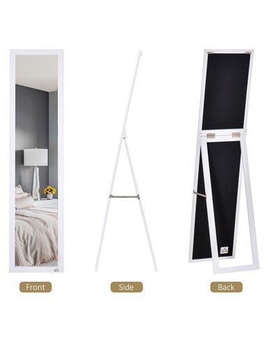 HOMCOM Full Length Mirror for Bedroom, Free Standing Dressing Mirror, Wall Mirror for Living Room, 37 x 154 cm, White 831-389V80