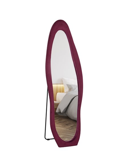 HOMCOM Wavy Velvet-Feel Full Length Mirror - Wine Red 831-860V70WR - pic 111068 | FastDaddyshop