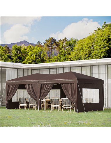 Outsunny Pop Up Gazebo Marquee, size(6m x 3m)-Coffee