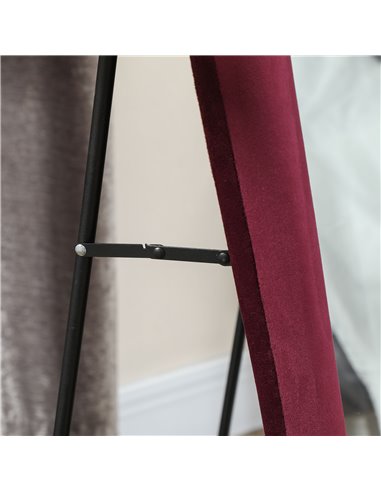 HOMCOM Wavy Velvet-Feel Full Length Mirror - Wine Red 831-860V70WR