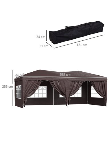 Outsunny Pop Up Gazebo Marquee, size(6m x 3m)-Coffee