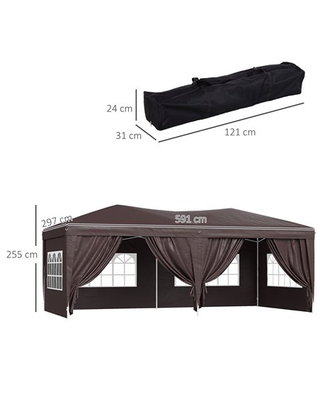 Outsunny Pop Up Gazebo Marquee, size(6m x 3m)-Coffee - pic 11108 | FastDaddyshop