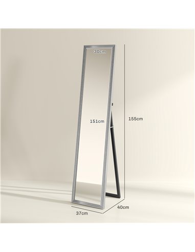 HOMCOM Glitter Frame Full-Length Mirror - Silver 831-866V80SR