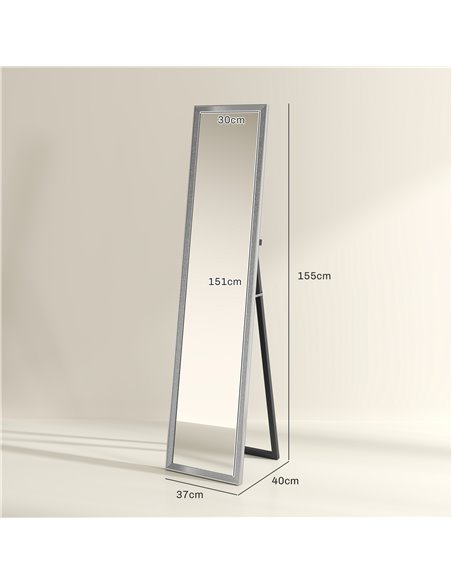 HOMCOM Glitter Frame Full-Length Mirror - Silver 831-866V80SR - pic 111088 | FastDaddyshop