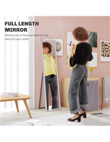 HOMCOM Glitter Frame Full-Length Mirror - Silver 831-866V80SR
