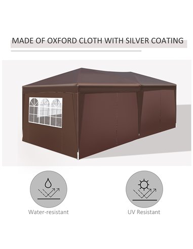 Outsunny Pop Up Gazebo Marquee, size(6m x 3m)-Coffee
