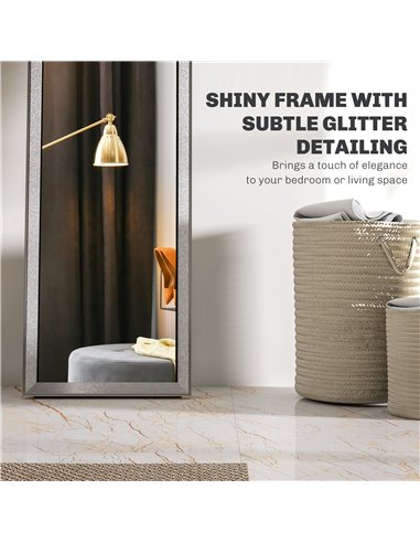 HOMCOM Glitter Frame Full-Length Mirror - Silver 831-866V80SR