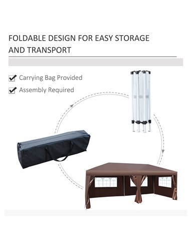 Outsunny Pop Up Gazebo Marquee, size(6m x 3m)-Coffee