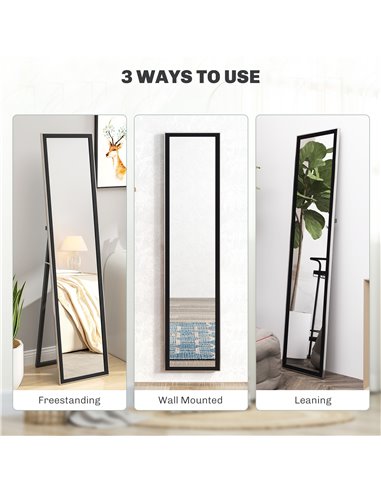 HOMCOM Glitter Frame Full-Length Mirror - Black 831-866V80BK