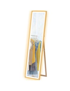 HOMCOM Full Length Mirror, with Adjustable Outer Light, Oak 831-888V70AK