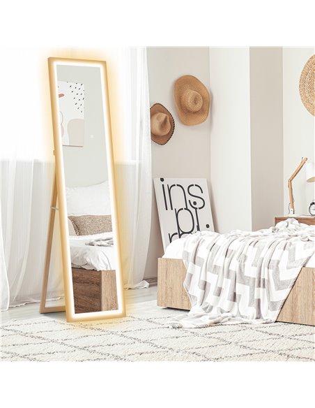 HOMCOM Full Length Mirror, with Adjustable Outer Light, Oak 831-888V70AK - pic 111105 | FastDaddyshop
