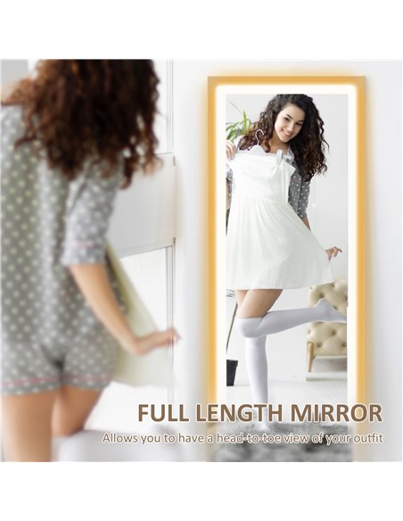 HOMCOM Full Length Mirror, with Adjustable Outer Light, Oak 831-888V70AK - pic 111107 | FastDaddyshop