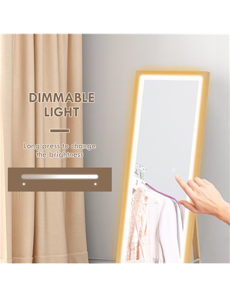 HOMCOM Full Length Mirror, with Adjustable Outer Light, Oak 831-888V70AK - pic 111108 | FastDaddyshop