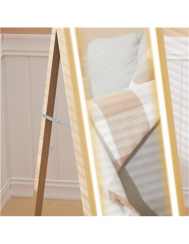 HOMCOM Full Length Mirror, with Adjustable Outer Light, Oak 831-888V70AK