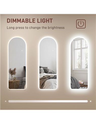 HOMCOM 120 x 40cm Arch Mirror, with LED Lights 831-886V71CR