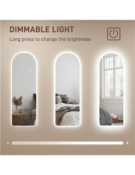 HOMCOM 120 x 40cm Arch Mirror, with LED Lights 831-886V71CR - pic 111117 | FastDaddyshop