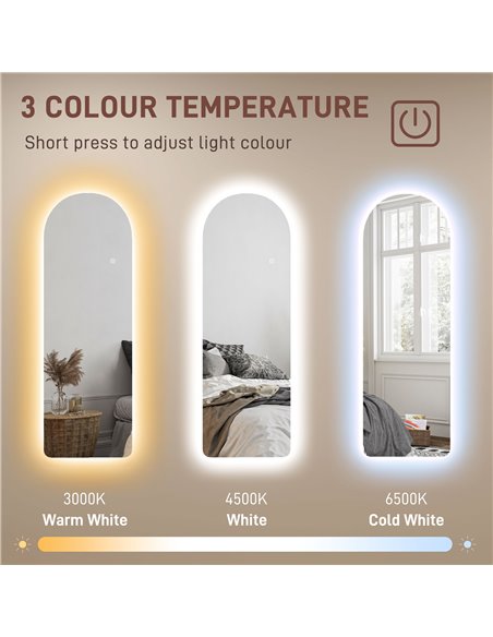 HOMCOM 120 x 40cm Arch Mirror, with LED Lights 831-886V71CR - pic 111118 | FastDaddyshop