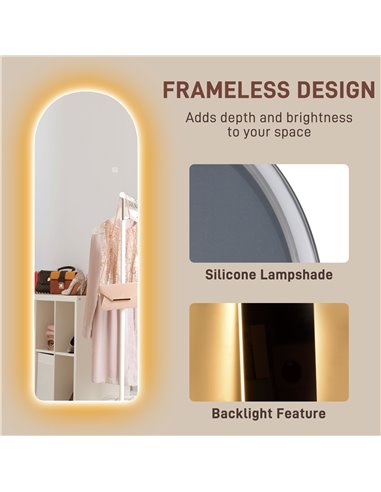 HOMCOM 120 x 40cm Arch Mirror, with LED Lights 831-886V71CR