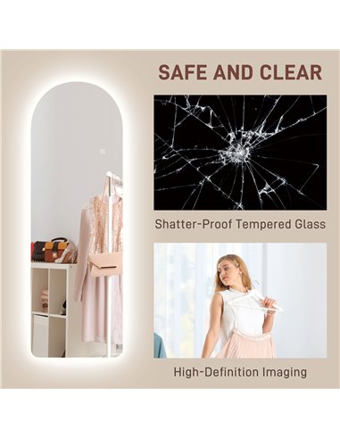 HOMCOM 120 x 40cm Arch Mirror, with LED Lights 831-886V71CR
