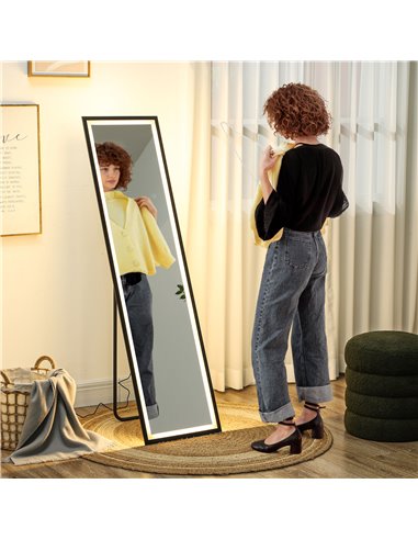 HOMCOM 150 x 40cm Full Length Mirror, with Adjustable Lights - Black 831-883V70BK