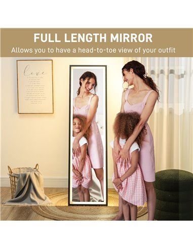 HOMCOM 150 x 40cm Full Length Mirror, with Adjustable Lights - Black 831-883V70BK
