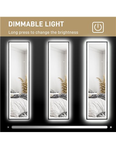 HOMCOM 150 x 40cm Full Length Mirror, with Adjustable Lights - Black 831-883V70BK