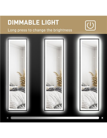 HOMCOM 150 x 40cm Full Length Mirror, with Adjustable Lights - Black 831-883V70BK - pic 111126 | FastDaddyshop