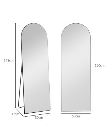 HOMCOM 150cm Arched Full Length Mirror - Black 831-863V80BK