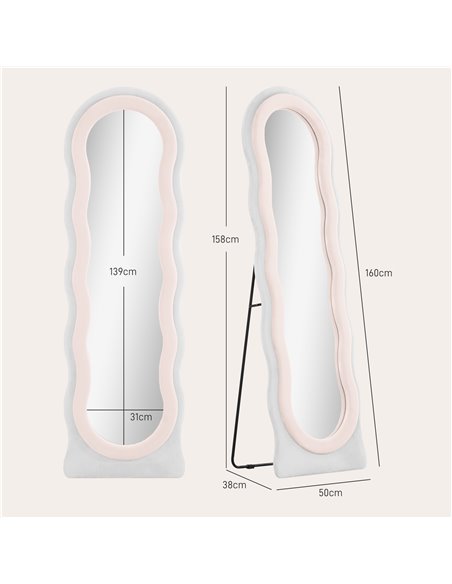 HOMCOM Wavy Velvet-Feel Full Length Mirror - Pink 831-861V70PK - pic 111142 | FastDaddyshop