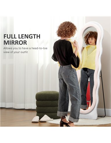 HOMCOM Wavy Velvet-Feel Full Length Mirror - Pink 831-861V70PK