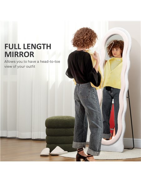 HOMCOM Wavy Velvet-Feel Full Length Mirror - Pink 831-861V70PK - pic 111143 | FastDaddyshop