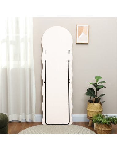 HOMCOM Wavy Velvet-Feel Full Length Mirror - Pink 831-861V70PK