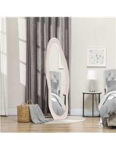 HOMCOM Wavy Velvet-Feel Full Length Mirror - Light Pink 831-860V70PK 2