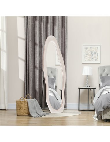 HOMCOM Wavy Velvet-Feel Full Length Mirror - Light Pink 831-860V70PK