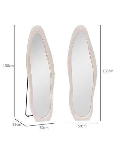 HOMCOM Wavy Velvet-Feel Full Length Mirror - Light Pink 831-860V70PK