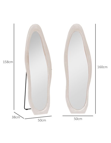 HOMCOM Wavy Velvet-Feel Full Length Mirror - Light Pink 831-860V70PK - pic 111151 | FastDaddyshop