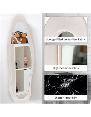 HOMCOM Wavy Velvet-Feel Full Length Mirror - Light Pink 831-860V70PK
