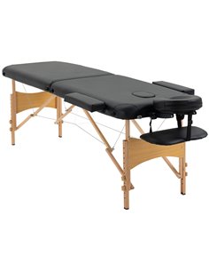 HOMCOM Portable Massage Bed, Folding Spa Beauty Massage Table with 2 Sections, Carry Bag and Wooden Frame, Black 503-025V70BK
