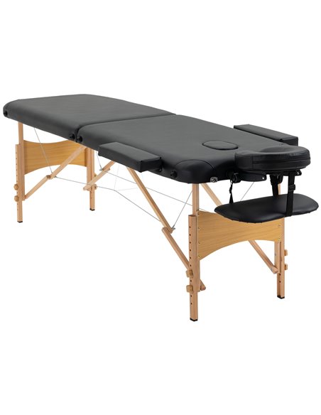HOMCOM Portable Massage Bed, Folding Spa Beauty Massage Table with 2 Sections, Carry Bag and Wooden Frame, Black 503-025V70BK - pic 111239 | FastDaddyshop