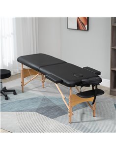 HOMCOM Portable Massage Bed, Folding Spa Beauty Massage Table with 2 Sections, Carry Bag and Wooden Frame, Black 503-025V70BK 2